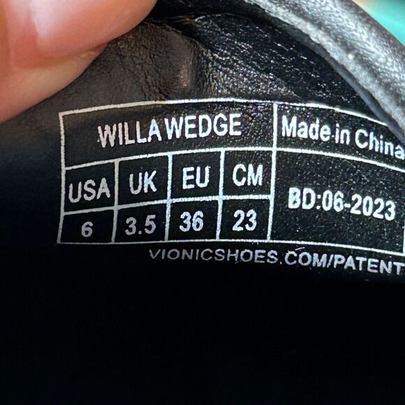 Vionic Willa Wedge Loafers Leather Slip On Shoes Black Women's US 6 NWOB - Picture 9 of 11